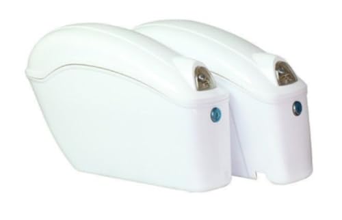 EVREFIN ユニバーサルバイクサイドボックス、ツール収納ボックス付き、ロック可能なハードサイドボックス/バッグ/ボックス、メッキブラケット付き、取り付け簡単、ツールボックスの両側が防水 (スタンドなしの白いサドルバッグ)