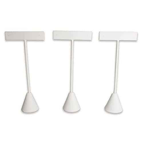 N’icepackaging 6-Pack 5.75" Tall – White Leatherette Free-Standing Earring T-Stand Display – T-Shape For Business Home Sales Showroom And Tradeshow – Pre-Drilled #TOP3