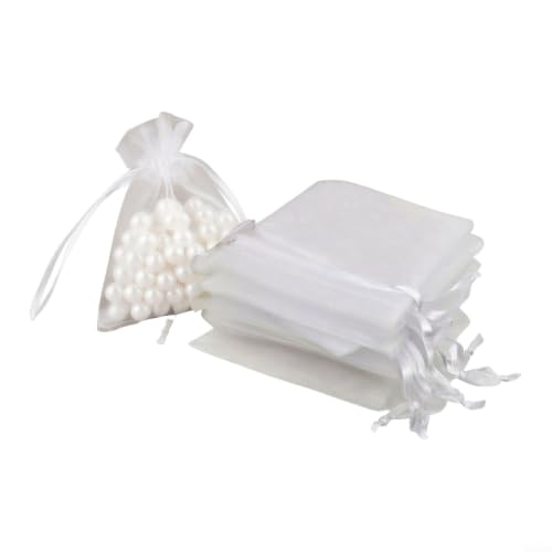 Fauhapyway Sacs pour organza Mariage 50pcs pour Dragées Sacs pour organza | pur classique, transparence nette, visible , parfait communion, pour baptême sacré