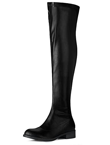 Bottes montantes au-dessus du genou avec bout rond confortable noir taille 42