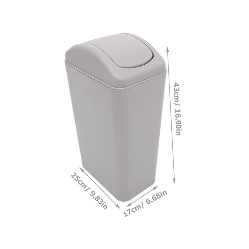 Caneca de basura rectangular con tapa, plástico, gris miniatura 2