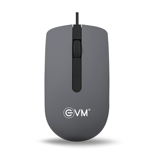 Image of EVM Wired Mouse USB | 1000 DPI Optical Computer Mouse | Ergonomic Mouse for Laptop PC | Plug & Play | Smooth Cursor Control | Office & Home Use | 1 Year Warranty (EVM-M009-Grey)