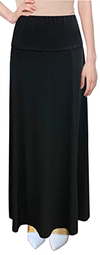Baby'O Women's Stretch Knit Fit and Flare A-Line 36" Maxi Length Skirt2