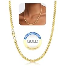 Jewlpire 3mm Flat Link Chain 18K Gold Plated/Black/Silver Chain Necklace for Women, Non-Fading Womens Chains Necklace 16 18 20 22 24 26 Inch