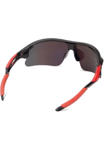 Image of Sports Sunglasses for Men & Women | UV400 Protective Shield Lens | Lightweight Cycling, Running, Driving, Cricket, Fishing & Outdoor Wraparound Sunglasses