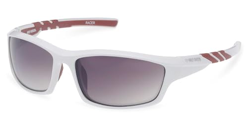Harley-Davidson Women's Racer Square Sunglasses, Shiny White Plastic Frames
