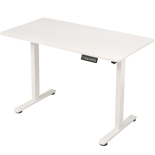 DlandHome 昇降デスク スタンディングデスク 電動 昇降式テーブル 高さ調整 リモートワーク 在宅 テレワーク オフィスデスク 机 パソコンデスク おしゃれ メモリー機能 自動 静音 (ホワイト, 120cm)