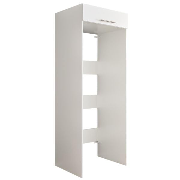Laundreezy Waschmaschinenschrank für Trockner und Waschmaschine, Weiß - Praktischer Waschmaschinen-Überbauschrank - 67,5 x 200 x 67,5 cm (B/H/T)