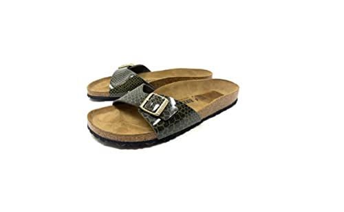 【⭐︎tricca 】BIRKENSTOCK Birkenstock Madrid Feminino, Cobra mágica cáqui, 4-4.5