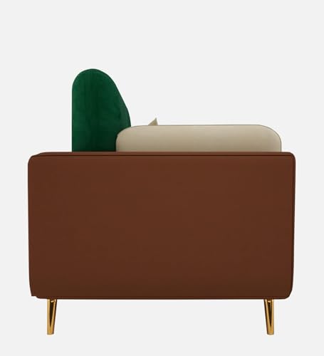 Image of Sixpine Luxury Dual Color Upholstery Sofa in Premium Velvet | Solid Wood Structure | Sturdy Golden Legs | High Density Foam | Extra Comfort for Modern Living Room (Green & Beige, 1 Seater)
