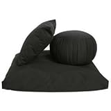 Kapok Zafu, Zabuton and Support Meditation Cushion Set (3pc), Black