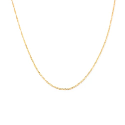 Cadena Fina Oro Amarillo Singapur (50 cm)   Estuche Regalo   Certificado de Garantía   Mondepetit