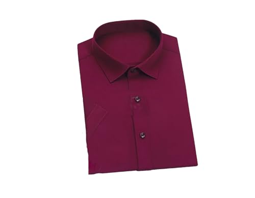 Chemise à manches courtes homme rouge vin grande taille 4XL pour un look décontracté