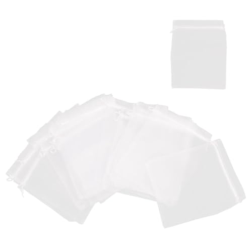LatoYard Lot de 100 sacs de protection en organza avec cordon de serrage pour arbres fruitiers, légumes et fleurs, 3 tailles (10 x 15 cm, 15 x 20 cm, 20 x 30 cm), blanc, filet réutilisable en maille