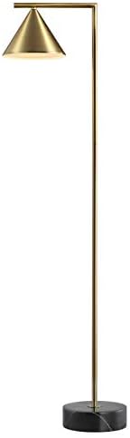 Eyely EYL3062A Abner 60" Metal/Marble Cone Shade LED Floor Lamp for Reading Room, Living Room, Office, Bedroom, Modern, Contemporary, Transitional, Brass/Black
