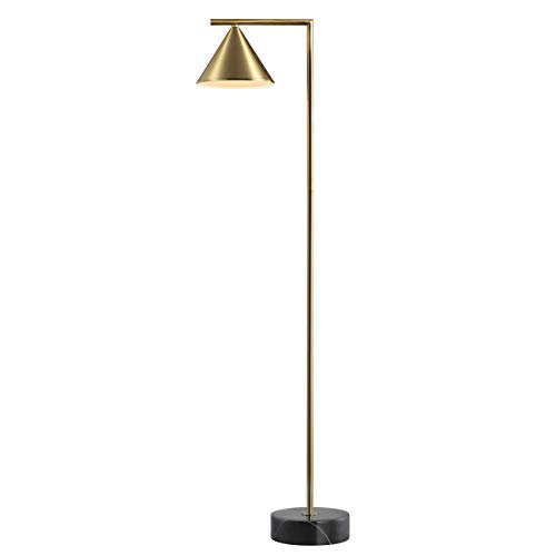 Eyely Eyl3062A Abner 60" Metal/Marble Cone Shade Led Floor Lamp For Reading Room, Living Room, Office, Bedroom, Modern, Contemporary, Transitional, Brass/Black #TOP4