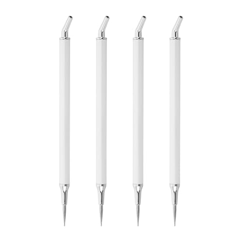 Genérico 4 Piezas Lápiz para de Uñas Acero Inoxidable y Silicona Doble Punta Adhesivo para Recoger Adecuado para Manicura en Salón Profesional