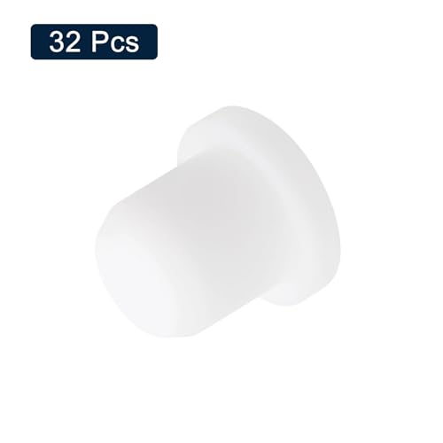 Image of uxcell 32 Pieces White Rubber Stopper, 8.5mm Plug Holes for 8-8.3mm /0.31-0.33 inch Hole