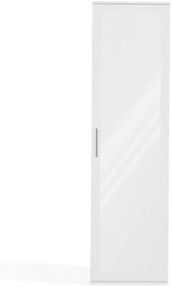CDF Hallway Wardrobe with Mirror Duo White – Wardrobe Clothes Rail 2 Shelves Reversible Door – Furniture Entrance Wardrobe Storage Jackets Shoes Cloakroom Anti-Tip Strap 35 x 50 x 180 cm