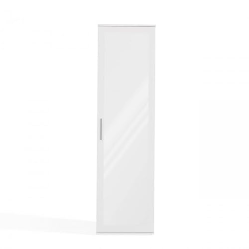 CDF Garderobe mit Spiegel Schrank Flurgarderobe Garderobenschrank Dielenschrank Kleiderschrank Stehend und Ablage Kleiderstang Flurschrank Aufbewahrungsschrank für Jacken Schuhe – Duo Weiß