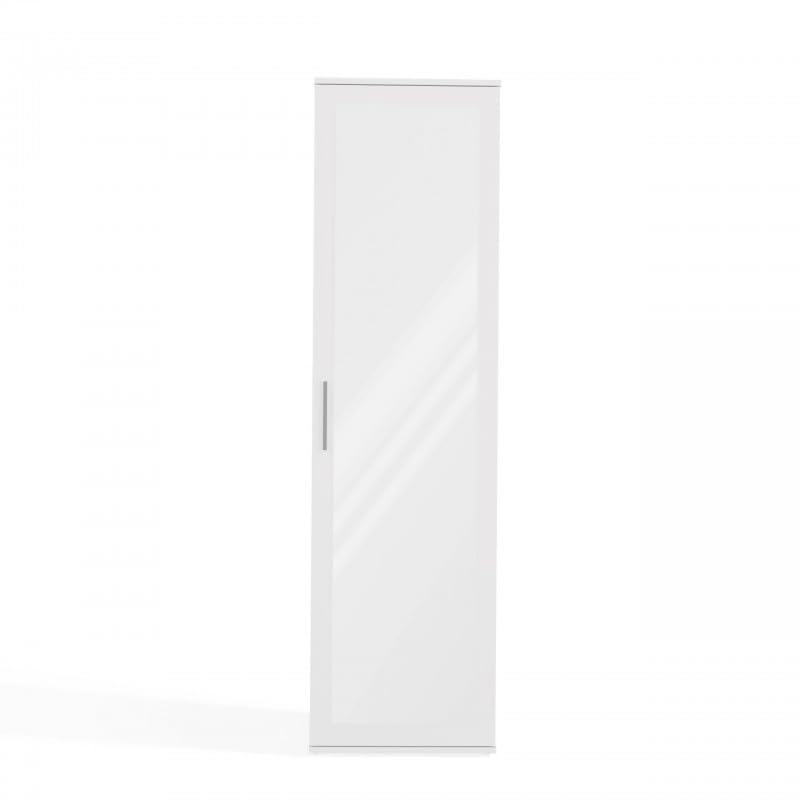 CDF Armoire Couloir avec Miroir Duo Blanc – Penderie Tringle Vêtements 2 Étagères Porte Réversible – Meuble Entrée Dressing Rangement Vestes...