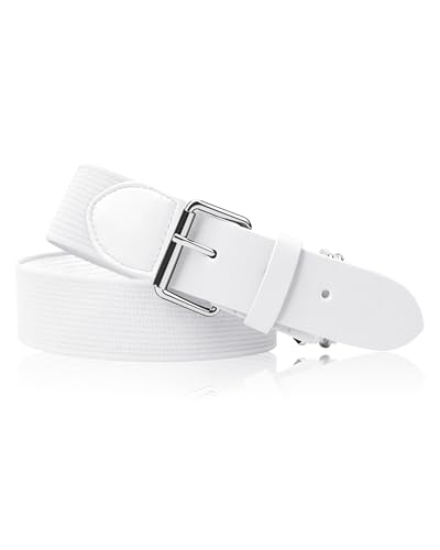 Stelle Baseball/Softball/Fastpitch Belt Girls Sports Elastic Adjustable Boys Uniform Belts Youth and Adult SizesWhite Youth