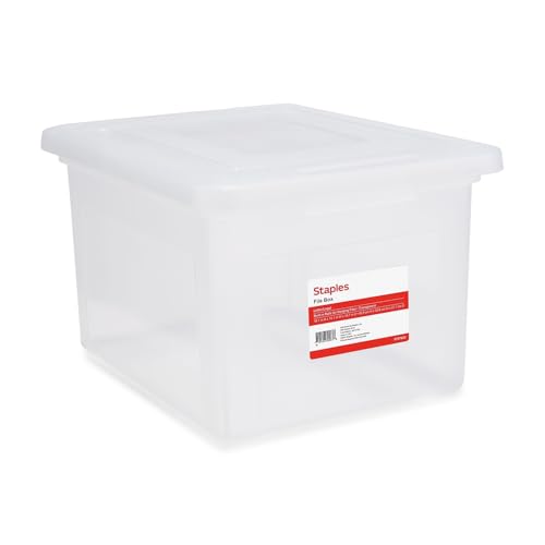 STAPLES Hanging File Folder Box, Storage Bin Organizer, Snap Lid, Letter & Legal Size Documents...