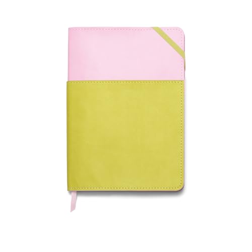 Image of DesignWorks Ink Pocket Journal - Small Vegan Leather Notebook for Writing, Note Taking & Journaling - Wrap-Around Pocket, 192 Lined Pages, 6 inch x 8.5 inch - Lilac & Matcha