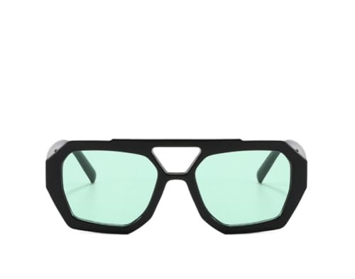 IKANOO Square Aviator Sunglasses for Women Men Trendy Designer Hexagonal Thick Frame Double Bridge Fashion Shades2