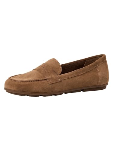 Tamaris Damen Loafer flach Leder braun 39 EU