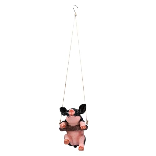 Cochon oscillant pour jardin HEEPDD : statue de décoration intérieure et extérieure de 8.27 pouces - 2