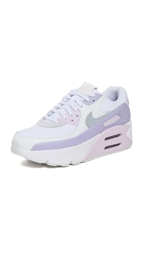 Nike Women's Air Max 90 LV8 Sneakers, White/Wolf Grey/Hydrangeas, 8.5 Medium US