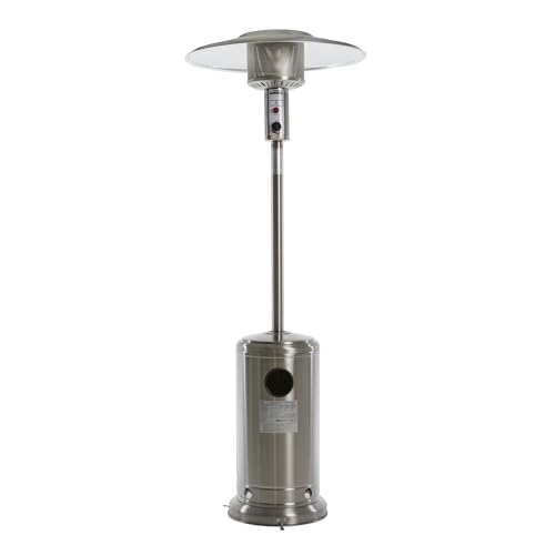 REALGLOW Umbrella Gas Patio Outdoor Heater - Heat Adjustable 13KW - Easy Ignition, Safety Tip-Over Switch - 27mm Regulator, Stainless Steel