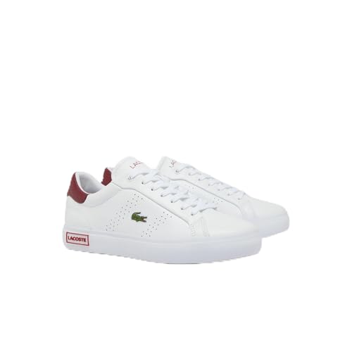 Lacoste Women's Powercourt Sneaker, White/Burgundy, 5