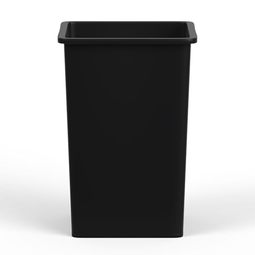 Image of 35 Gallon Black Square Commercial Trash Garbage Can | Outdoor Office Restaurant School Kitchen