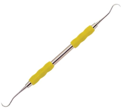 AmeriCan Goods Dental Scaler H6-H7 with Silicone Color-Coded Grips Professional Autoclavable Double-Ended Yellow Silicone Gripped Handle