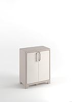 Keter Gulliver Kunststoffschrank niedrig, beige, 80 x 44 x 100 cm, inkl. Einlegeböden, für drinnen und draußen geeignet, UV- und wasserbeständig (IPX3)