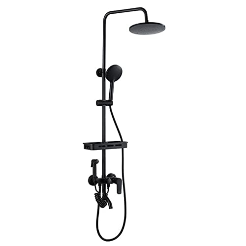 Pommeau de douche haute pression 4 en 1 en métal noir mat, jet de pluie puissant et relaxant
