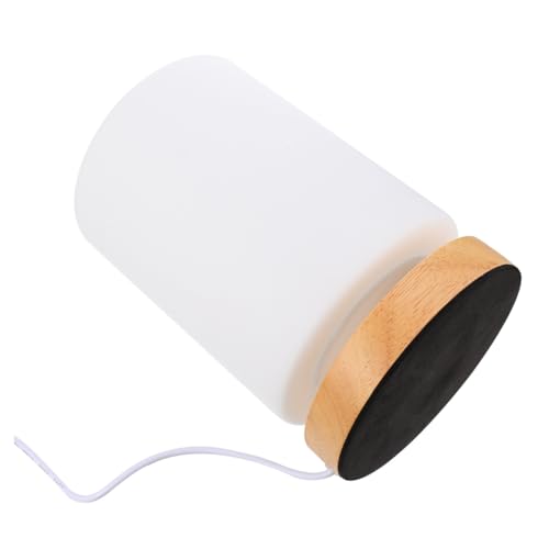 Lámpara de noche cilindro LED base madera luz cálida tacto miniatura 1