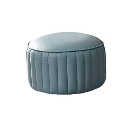 Repose-pieds en cuir bleu clair compact 32x22 cm pour chambre - 2