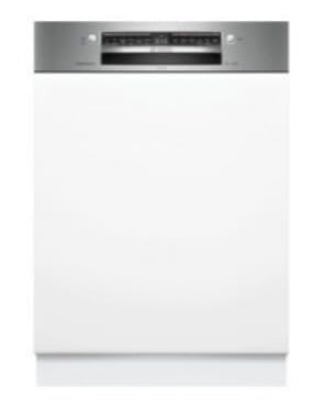 Bosch Series 4 Semi-Integrated Built-in Dishwasher, White Silver, Stainless Steel, 14 Place Settings, Quick Wash, SMI4IKS00I