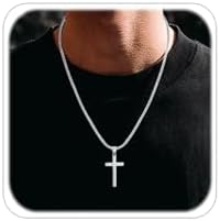 Cross Necklace for Men Silver Black Titanium Stainless Steel Crucifix Cross Pendant Silver Chain Christianity Jewellery 16 - 24 Inch Chain Cross Necklace Cross Chain for Men image 2