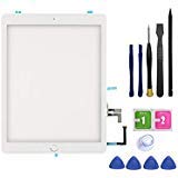 FeiyueTech Touch Screen Digitizer for iPad 5 2017 9.7 inch A1822 A1823 Front Glass Replacement Assembly-Includes Home Button+Camera Holder+PreInstalled Adhesive with Tools kit,White