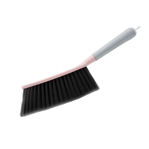 Image of Hand Broom with Long Handle, Soft Bristle Cleaning Brush, Multi-Purpose Duster for Bed, Car, Sofa, Furniture, Clothes, Carpet (Pink)