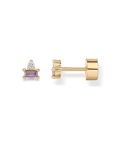 Image of PAVOI 14K Gold Plated Sterling Silver Posts Colored Birthstone Flatback Stud Earrings for Women - Gemstone Cubic Zirconia Screwback Earrings - Dainty Helix Cartilage Piercing Jewelry
