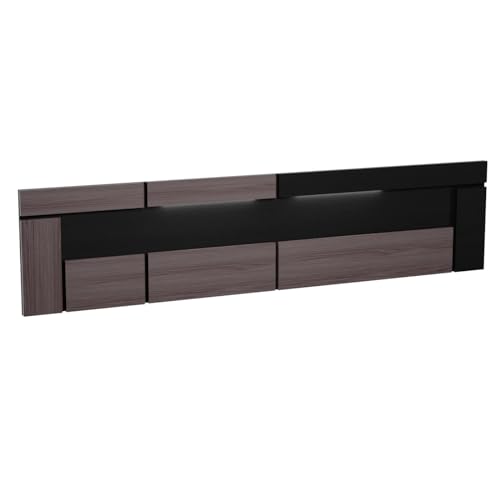 amuéblate Online   Cabecero con Leds Baros de 260 x 60 cm | Práctico y Elegante | Fácil de Montar, Color Ceniza   Negro (para Cama Desde 135 hasta 200)