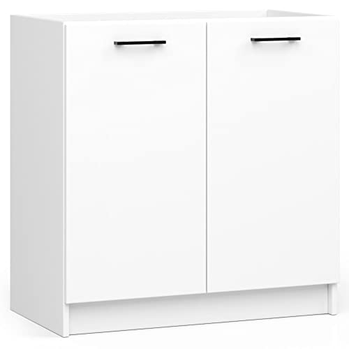 3E 3xE living.com Mueble de cocina EDERSEN, armario bajo en color blanco (ancho: 80 cm, altura: 82 cm, profundidad: 46 cm), más piezas a elegir