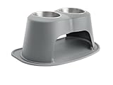 WeatherTech Double High Pet Feeding System - Elevated Dog/Cat Bowls - 12 inch High Dark Grey (DHC6412DGDG)