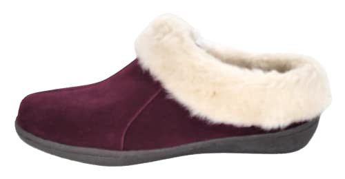 Clarks Womens Suede Leather Slipper with Gore and Bungee JMH2213 - Warm Plush Faux Fur Lining - Indoor Outdoor House Slippers For Women (8 M US, Burgundy)2