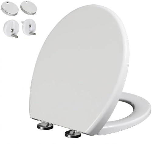Lunette de toilette ovale blanche robuste avec charnières soft-close
